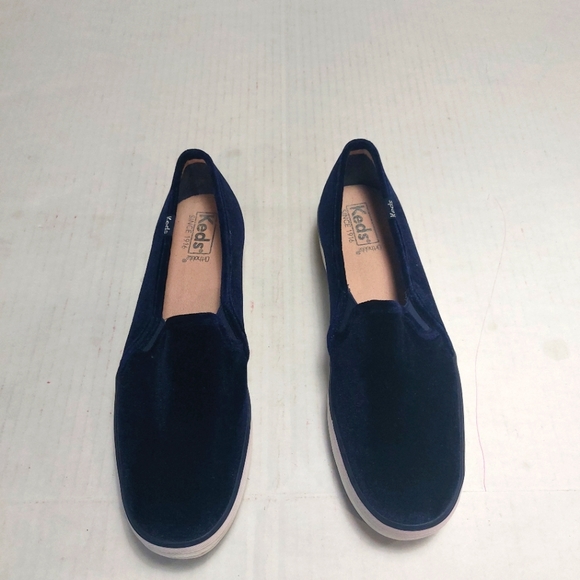 Keds Shoes Keds Triple Decker Velvet Navy Blue Platform Slipon